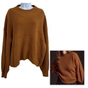 Maeve By Anthropologie Turtleneck Crop Top Sweater Brown Size XL